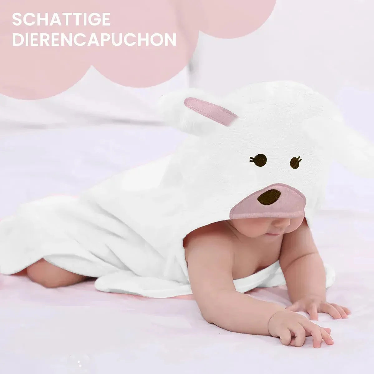 Kaninchen Rosa Multifunktions-Baby-Fleecedecke mit Kapuze - Wickeldecke - Decke 75x100 cm