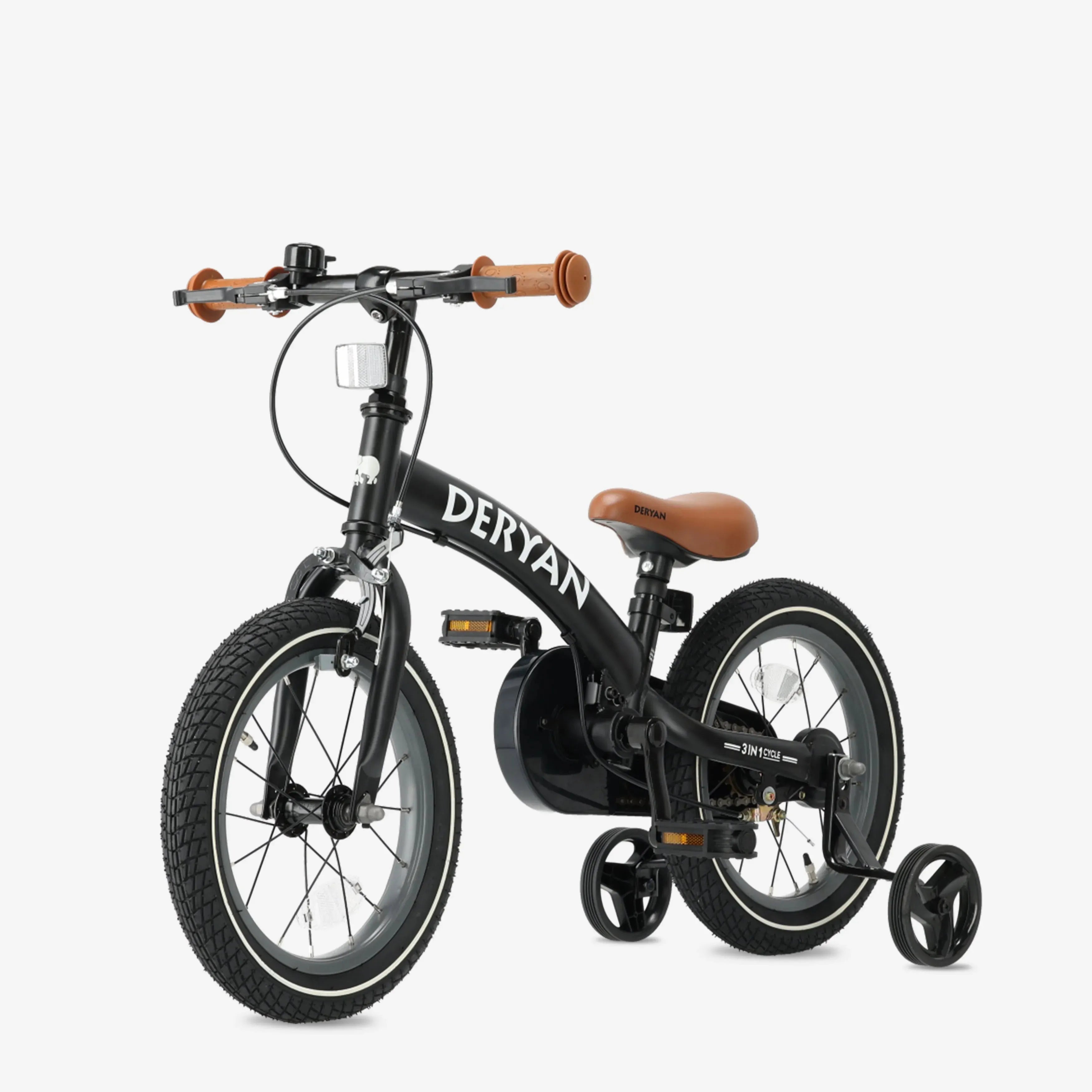 Luxus Kinderfahrrad 12 Zoll - 3 in 1 - Balance Fahrrad Schwarz