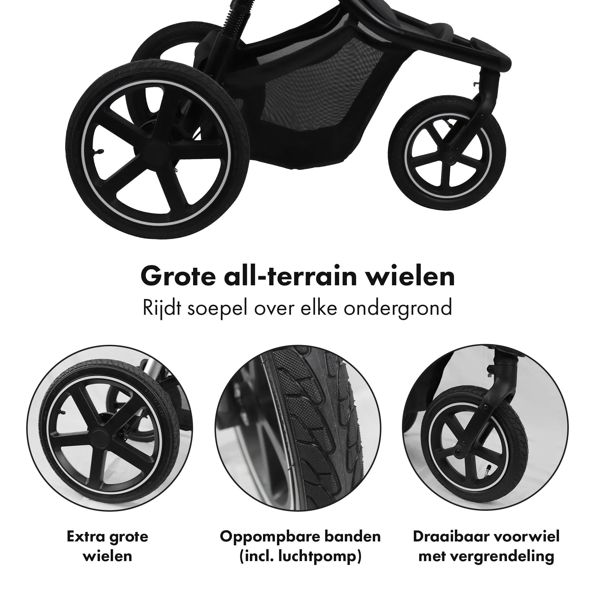 Bolt Hardrunning Kinderwagen Schwarzer Aluminiumrahmen