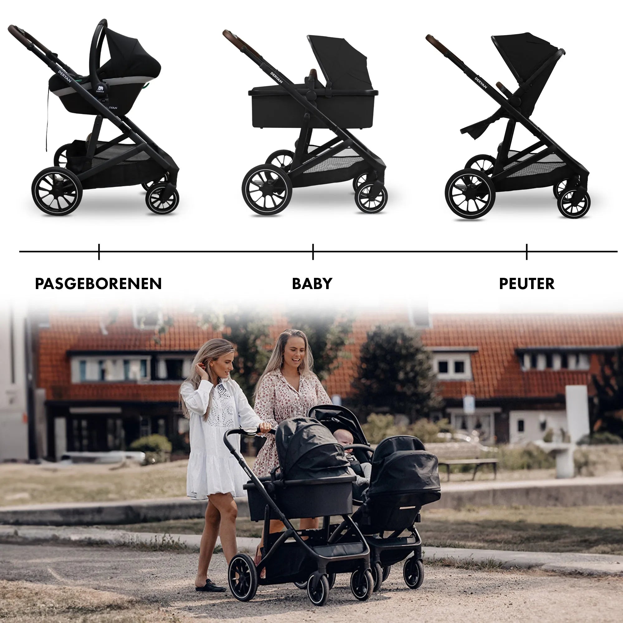 EVY V2 Kinderwagen 3 in 1 Schwarz