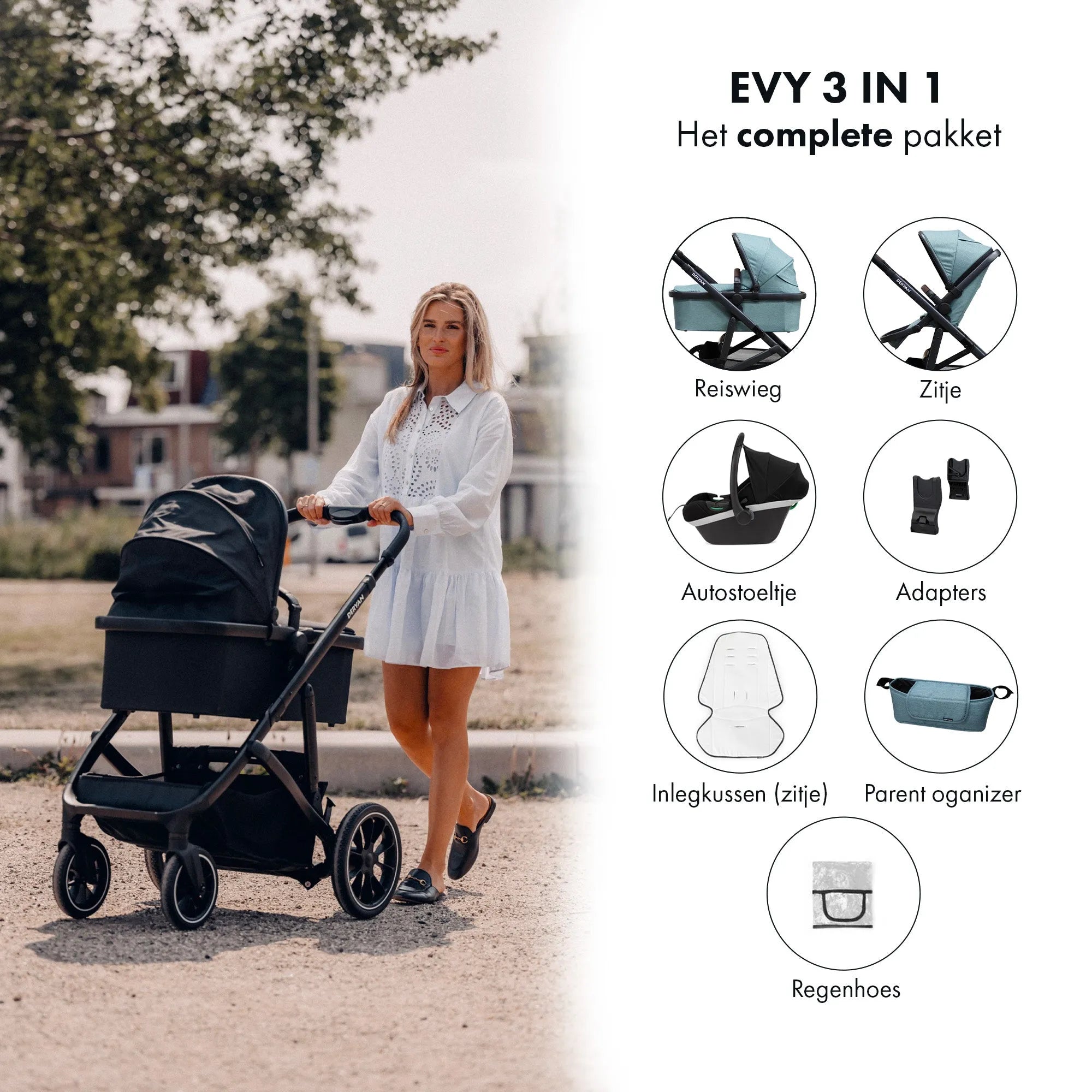 EVY V2 Kinderwagen 3 in 1 Grün