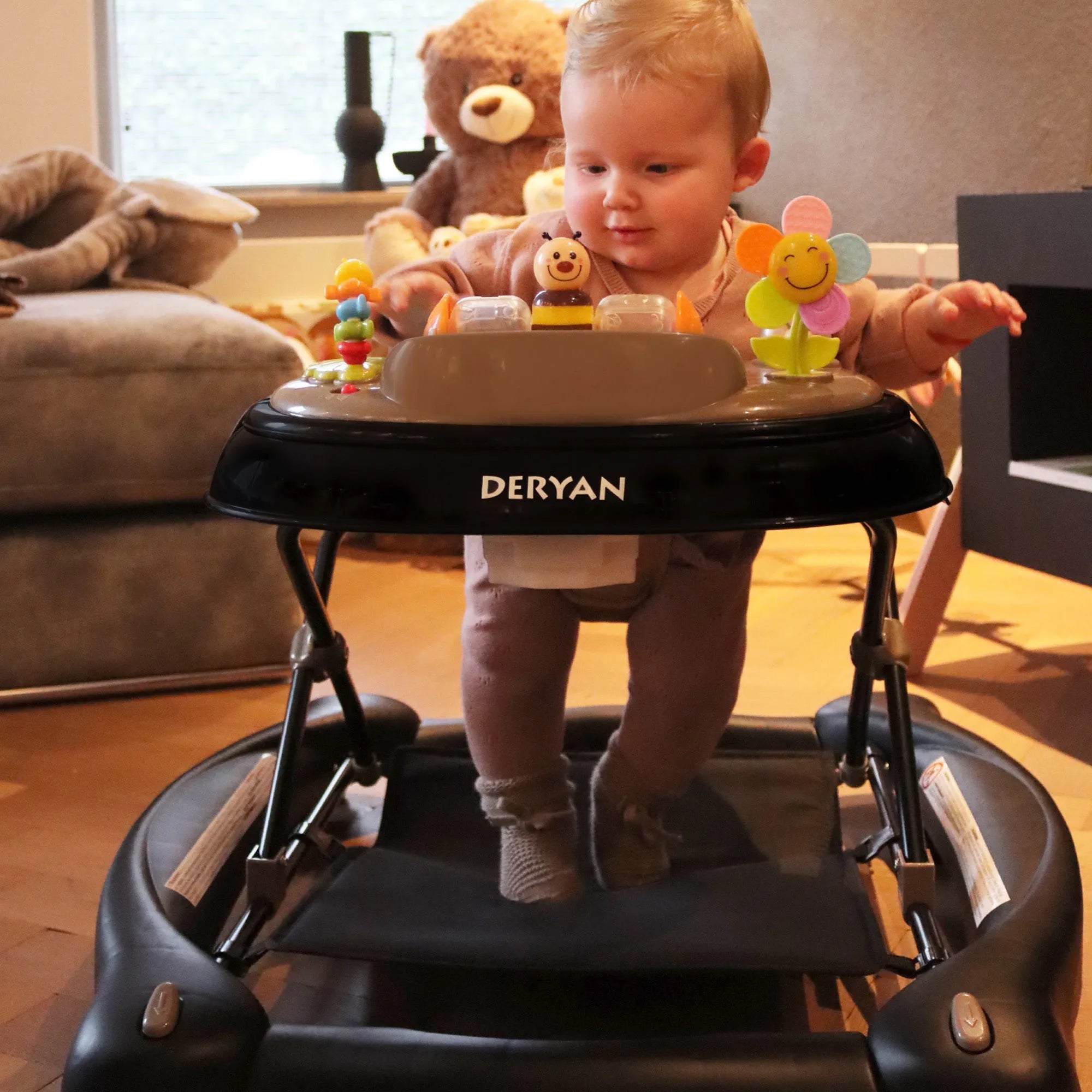 4-in-1-Kinderwagen Schwarz & Nougat