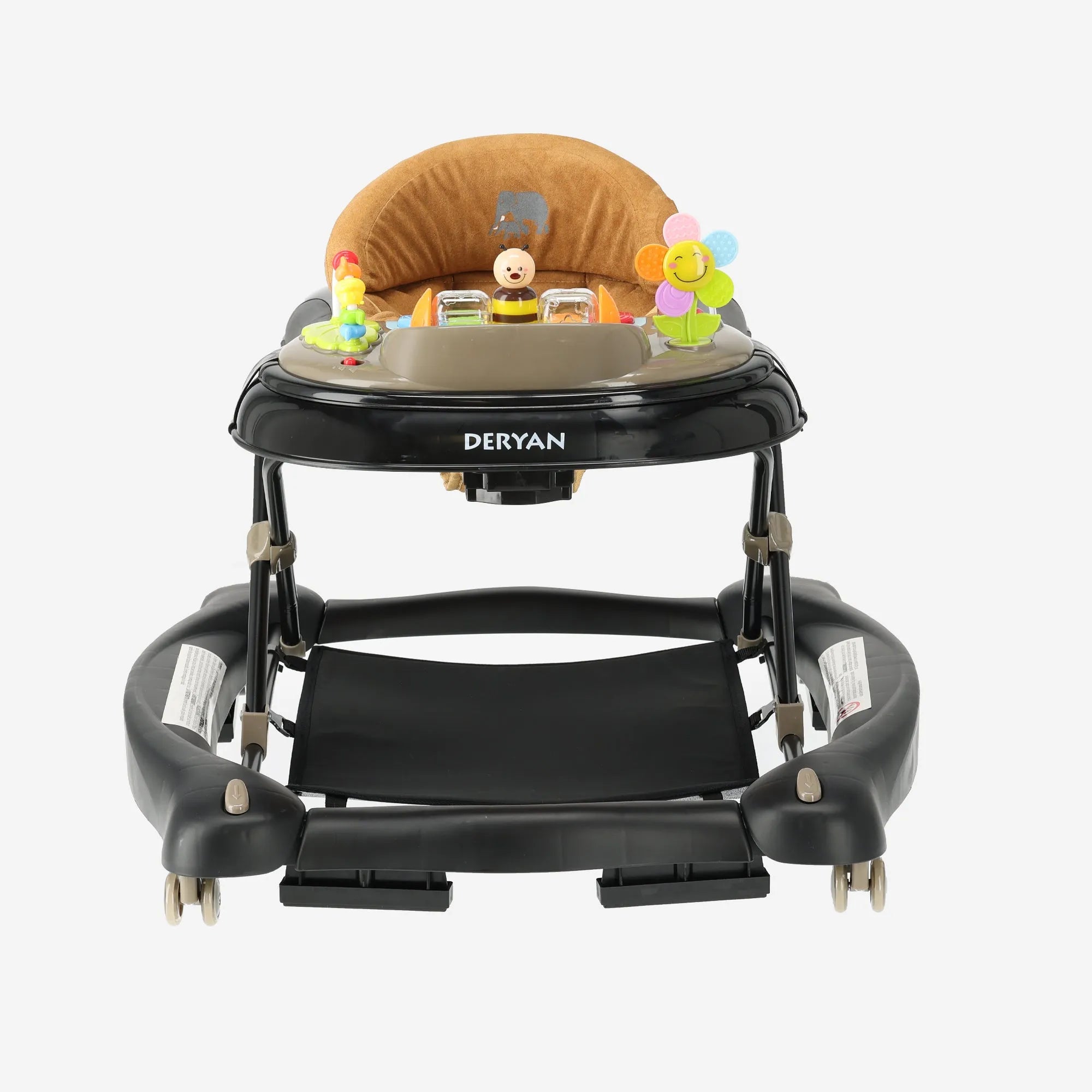 4-in-1-Kinderwagen Schwarz & Nougat