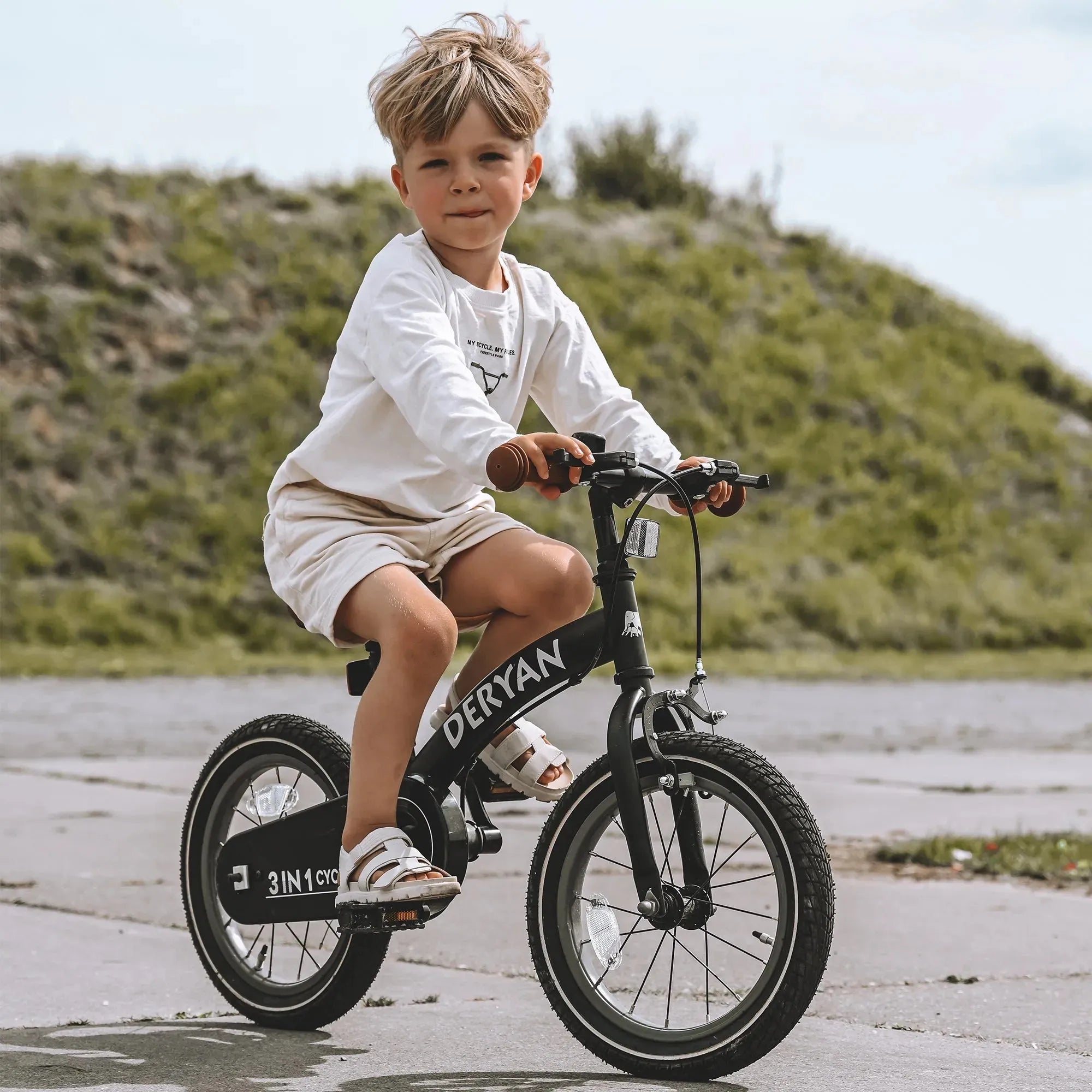 Luxus Kinderfahrrad 12 Zoll - 3 in 1 - Balance Fahrrad Schwarz