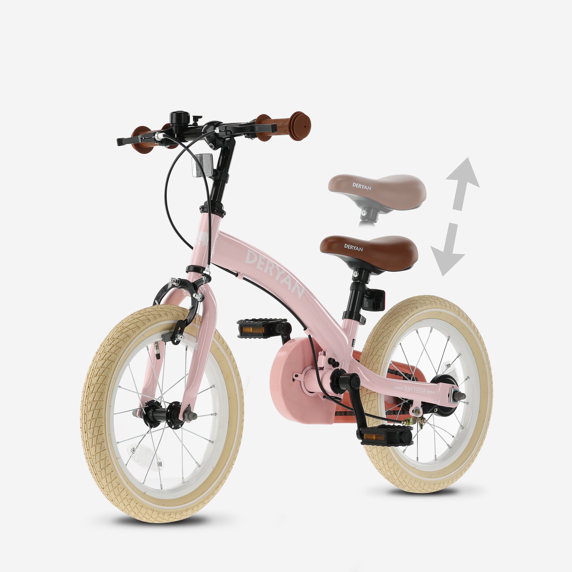 Luxus Kinderfahrrad 12 Zoll - 3 in 1 - Laufrad Pink