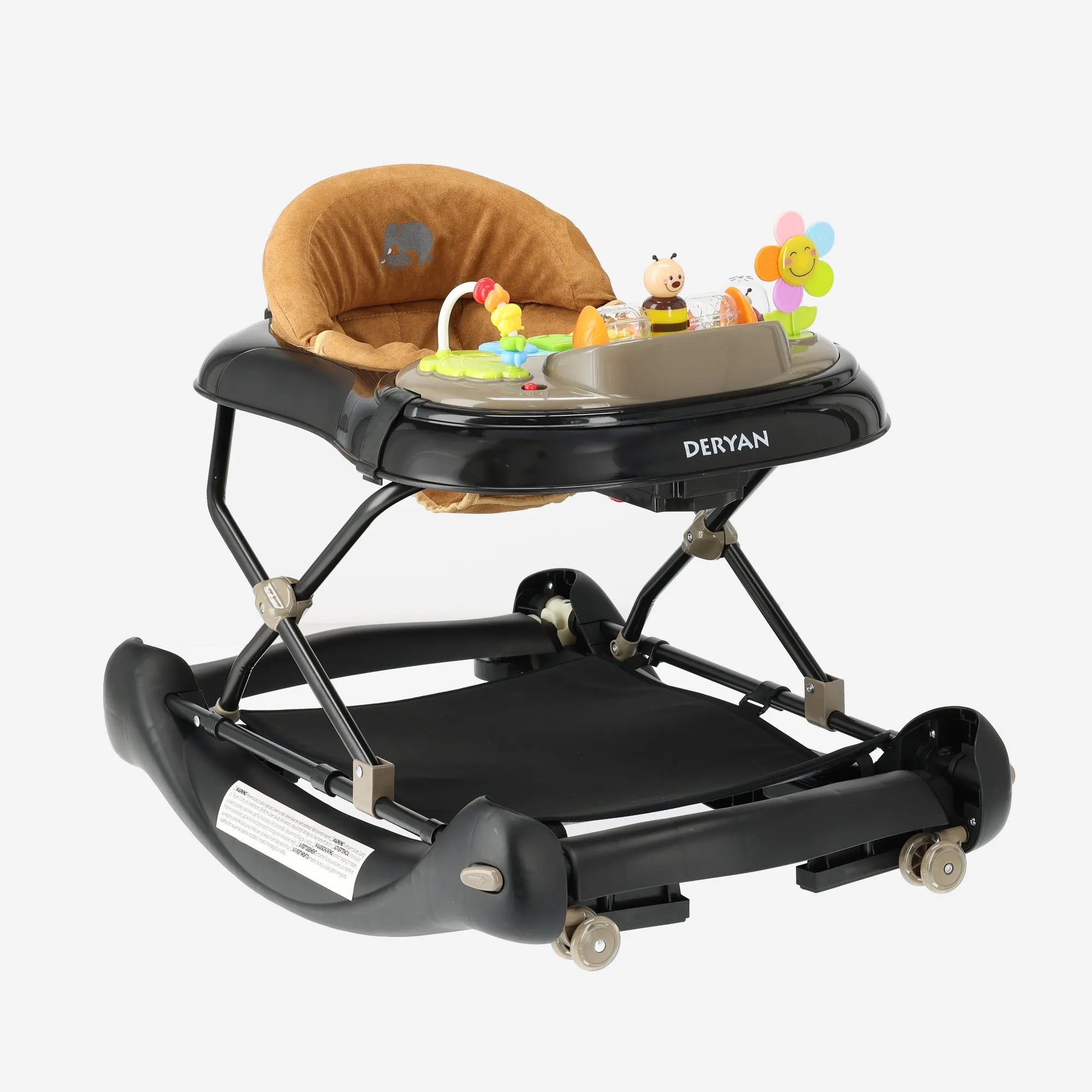 4-in-1-Kinderwagen Schwarz & Nougat