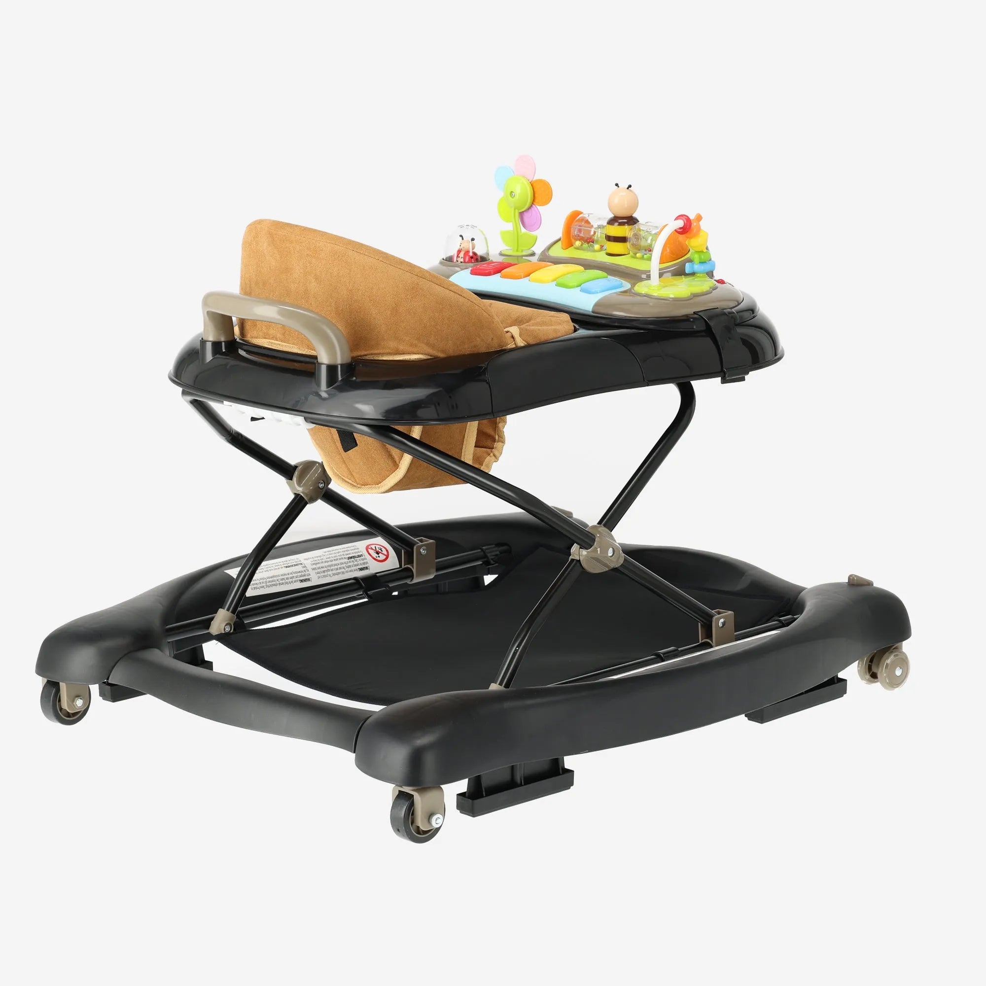 4-in-1-Kinderwagen Schwarz & Nougat