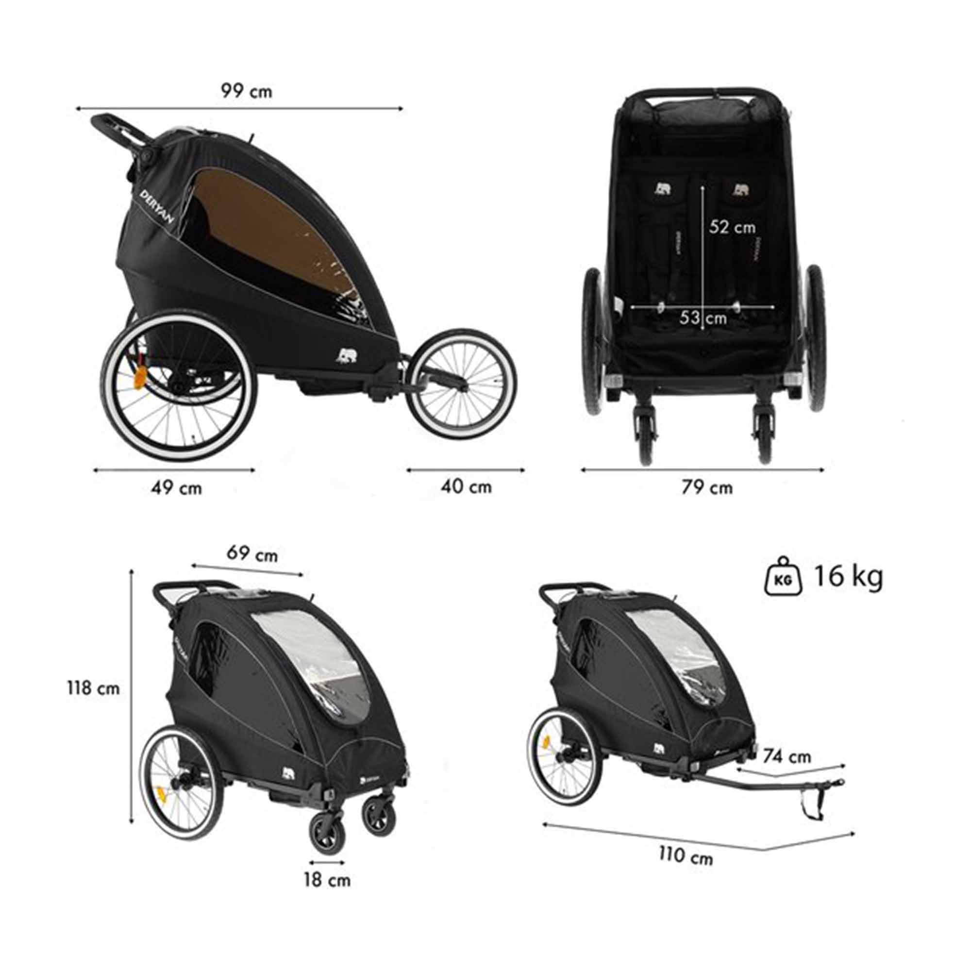 Fahrradanhänger - Kinderwagen - Jogging-Kinderwagen